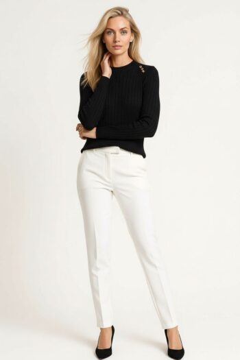 SUÉTER ACANALADO CON BOTONES