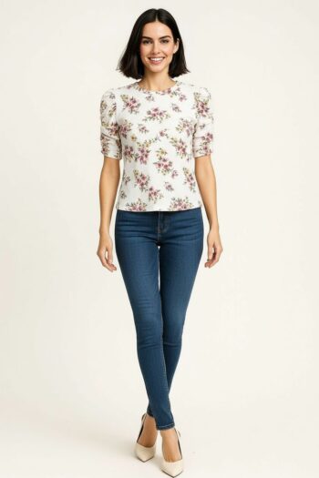 PLAYERA MANGA PLISADA AJUSTADA