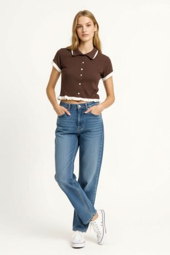 PLAYERA RIB SATINADA CUELLO CAMISERO