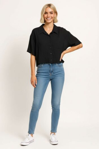 BLUSA CHALLIS CORTE AMPLIO