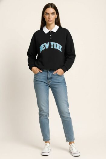 SUDADERA CON CUELLO CONTRASTE