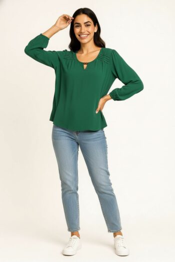 BLUSA ALFORZAS CON ABERTURA FRONTAL