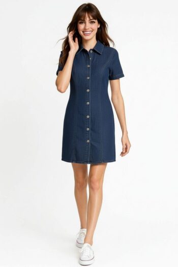 VESTIDO CORTO CON BOTONES FRONTALES