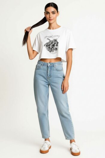 PLAYERA CORTA CON DISEÑO BRILLANTE