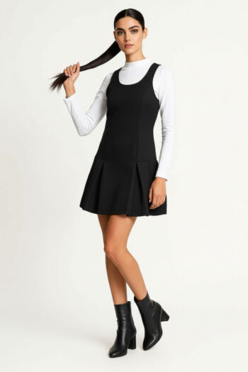 VESTIDO CON TABLAS LATERALES