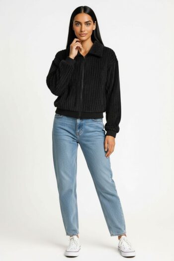 CHAMARRA DE FELPA CON CIERRE FRONTAL