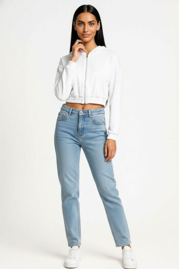 SUDADERA CON CIERRE Y CINTURA ELÁSTICA