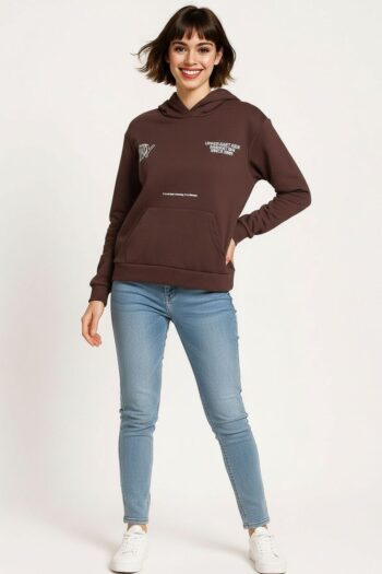 SUDADERA FELPA CON CAPUCHA Y ESTAMPADO