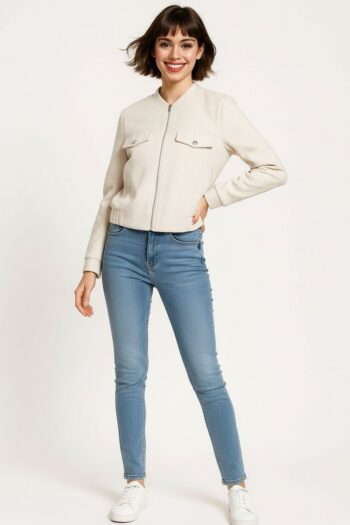 CHAMARRA DE PAÑO CON CIERRE FRONTAL