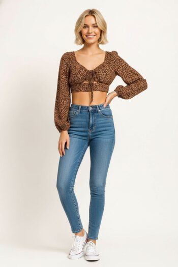 BLUSA CROP MANGA LARGA AJUSTADA
