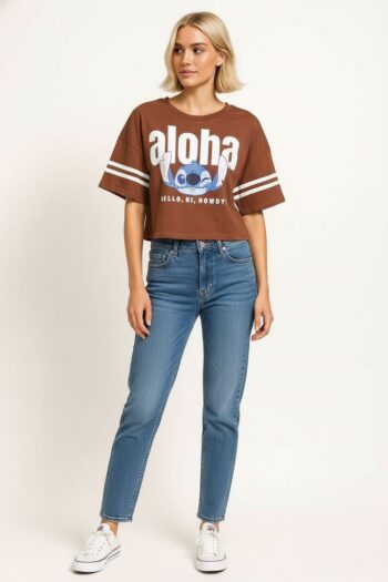 PLAYERA CROP CON DISEÑO ALOHA