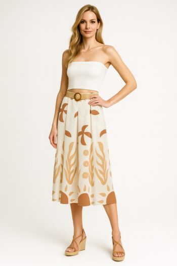 FALDA AMPLIA PINZAS CINTURON