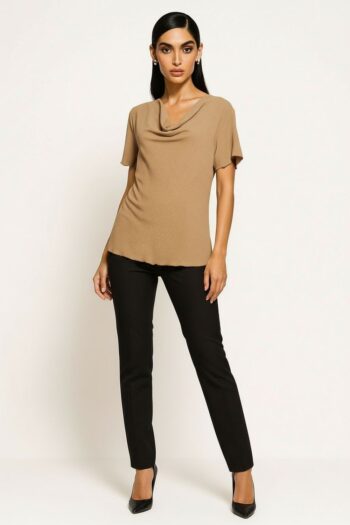 BLUSA CUELLO DRAPEADO SUELTO