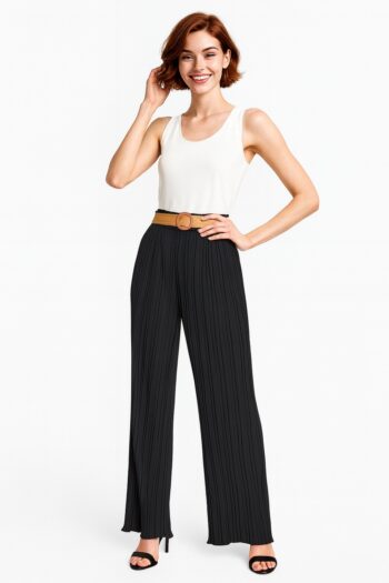 PANTALÓN PLISADO CON CINTURÓN