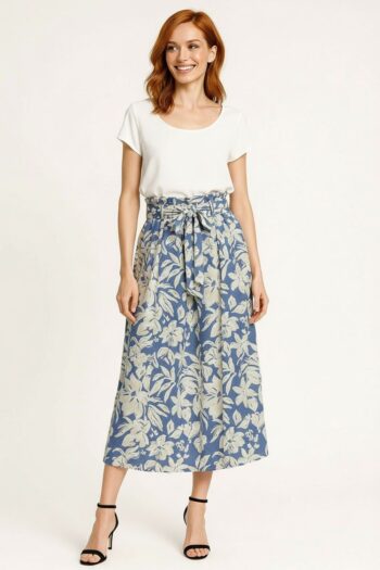 FALDA MIDI CON CINTA