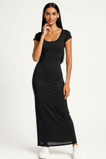 VESTIDO MIDI AJUSTADO MANGA CORTA