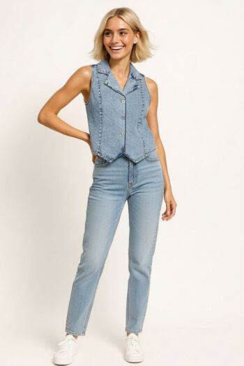 CHALECO DE MEZCLILLA ENTALLADO