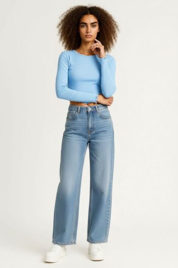 PLAYERA TOP RIB MANGA LARGA