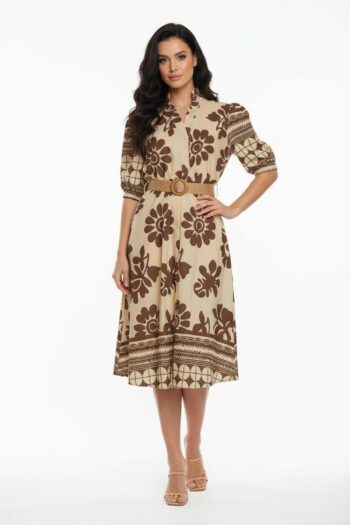 VESTIDO MIDI CON CINTURÓN