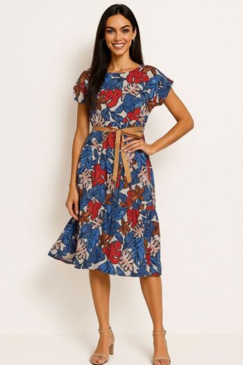 VESTIDO MIDI CON CINTURÓN