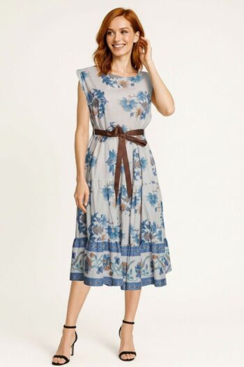 VESTIDO MIDI MANGA CORTA CINTURÓN