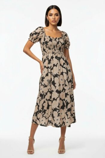 VESTIDO MIDI CON SMOCK