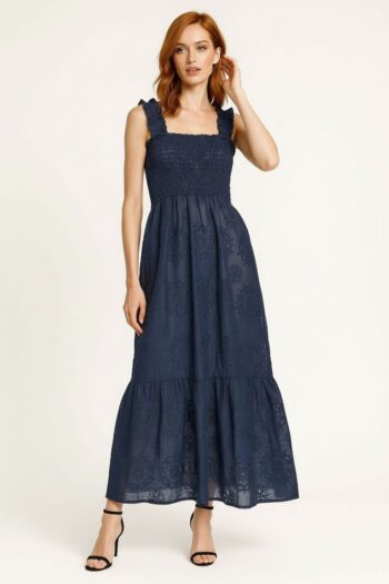 VESTIDO MIDI TIRANTES BORDADO