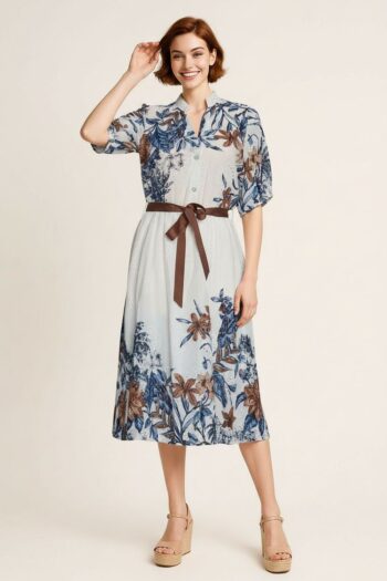 VESTIDO MIDI BORDADO MANGAS