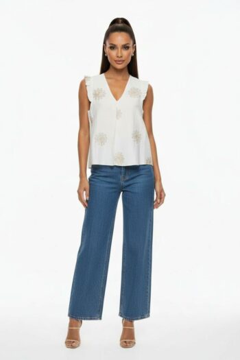 BLUSA SIN MANGA CON TABLÓN