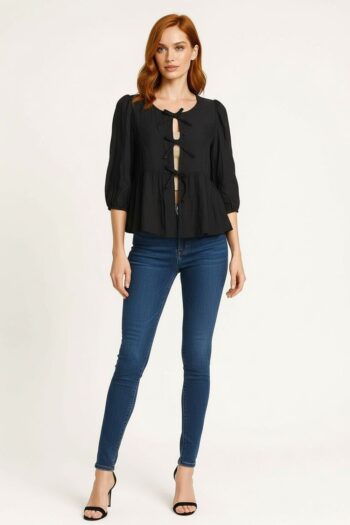 BLUSA AMARRE FRONTAL MANGA LARGA