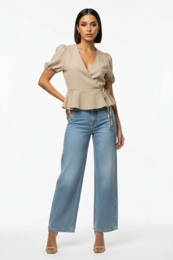 BLUSA CRUZADA CON LAZO LATERAL