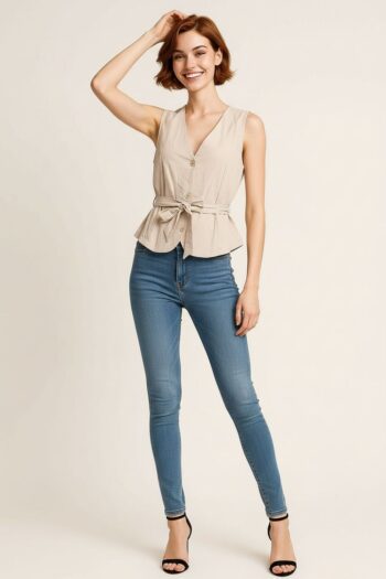 BLUSA SIN MANGA CON CINTA