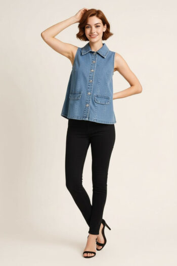 BLUSA SIN MANGAS BOTONES