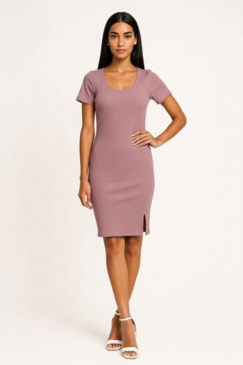 VESTIDO RIB MANGA CORTA