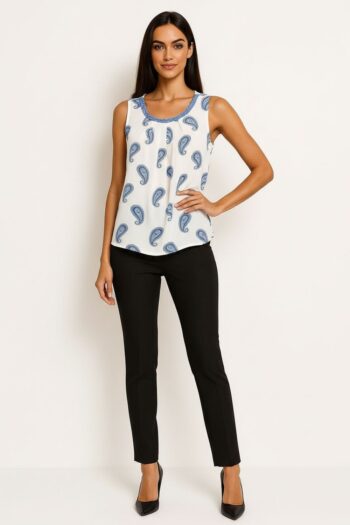 BLUSA SIN MANGAS CUELLO CONTRASTE