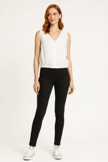 BLUSA SIN MANGAS BOTONES FRENTE