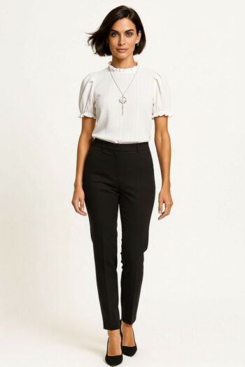 BLUSA CUELLO FRUNCIDO MANGA CORTA