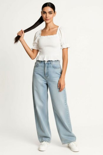 BLUSA CAMPESINA MANGA ABULLONADA