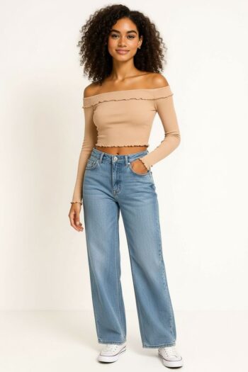 BLUSA TOP HOMBROS DESCUBIERTOS AJUSTE