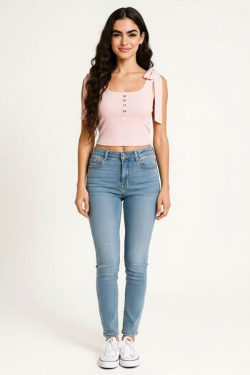 PLAYERA TOP RIB CON LAZOS