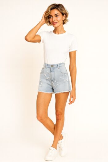 SHORT DE MEZCLILLA DESHILACHADO