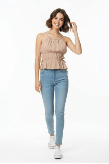BLUSA HALTER CON PLISADO
