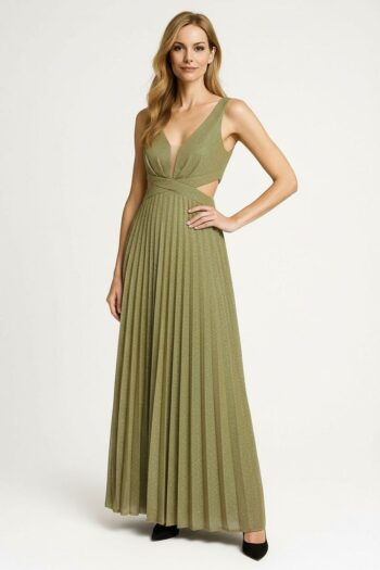 VESTIDO PLISADO ESCOTE PROFUNDO