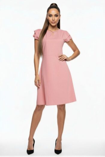VESTIDO LISO CUELLO DETALLE