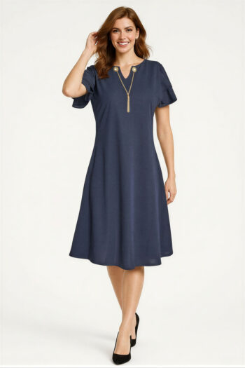 VESTIDO CORTO MANGA CAPA