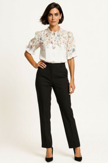 BLUSA CON CENEFA Y FRUNCIDO