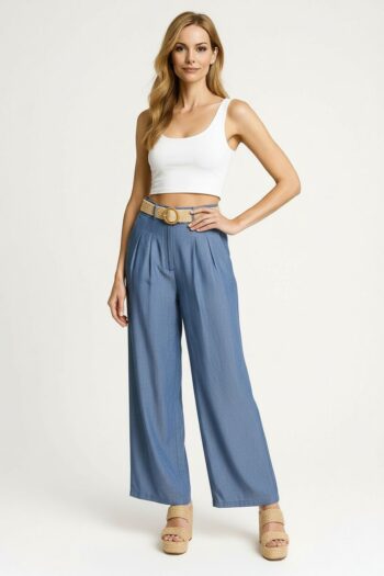 PANTALÓN AMPLIO CON CINTURÓN