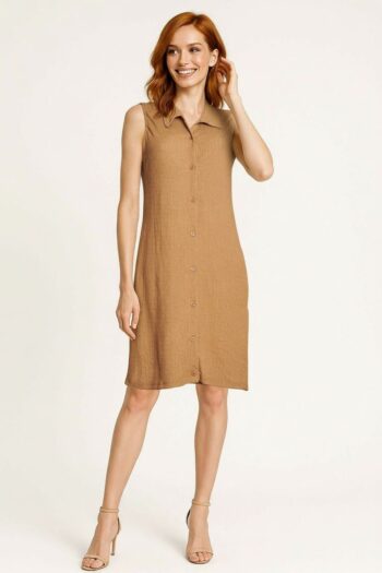 VESTIDO CAMISERO SIN MANGA BOTONES