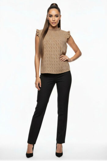 BLUSA MANGA CORTA OLANES CUELLO