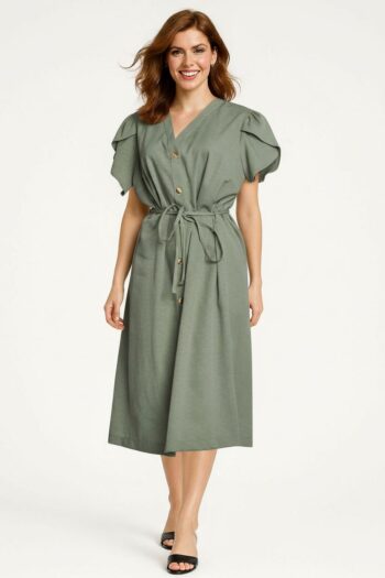 VESTIDO CAMISERO LISO CON BOTONES